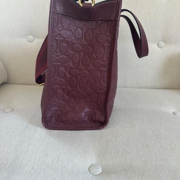 Coach Burgundy Embossed Leather Tote - Picture 4 of 4